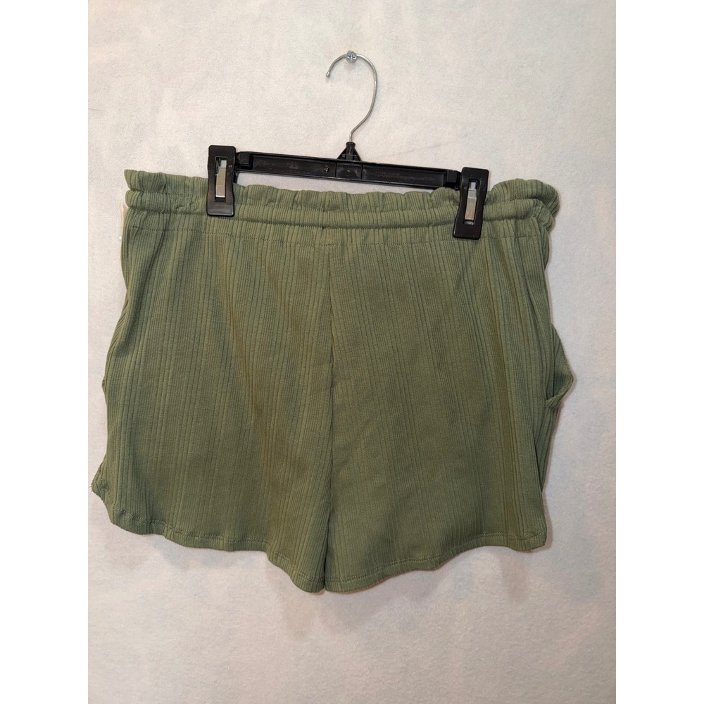 Vitamin A Ribbed Knit Drawstring Lounge Shorts Olive Green S/CH/G/P/V - Picture 3 of 4